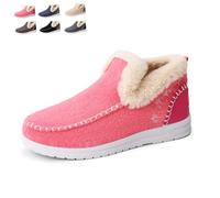 2026 New Women's Winter Plush Lined Flat Shoes Comfy Orthopedic Arch Support Outdoor Walking Shoes Non-Slip Ankle Snow Boots (Pink,43)