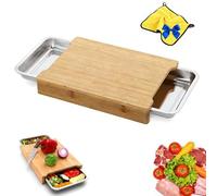 2026 New Wood Cutting Board with Slide Out Trays, Catches Food and Waste, Solid Wooden Butcher Block with Removable Drawers, Kitchen Bamboo Cooking Supplies (Double-sided pallet)
