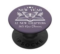 2026 New Year 12 New Chapters 365 New Chances Book Reading PopSockets PopGrip Adhésif