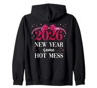 2026 New Year Same Hot Mess Mom Pink Bow Happy New Year 2026 Sweat à Capuche