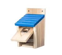 2026 Nichoir extérieur en bois avec grille métallique, ventilation de 3,8 cm, entrée pour rois de clôture, pinsons, hirondelles, pas de montage nécessaire (beige, 22 x 15 x 15 cm)