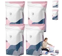 2026 No Pump Large Vacuum Storage Compression Bags, 3-Sec Press & Seal Heavy-Duty Space Saver Bags, Reusable Cube Vacuum Seal Bags for Jumbo Bedding, Comforters, Blankets & Clothes (4PCS,L)