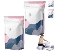 2026 No Pump Large Vacuum Storage Compression Bags, 3-Sec Press & Seal Heavy-Duty Space Saver Bags, Reusable Cube Vacuum Seal Bags for Jumbo Bedding, Comforters, Blankets & Clothes (2PCS,L)