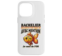 2026 Nouveau Bachelier étudiant Mention Science Poisson Or Coque pour iPhone 14 Pro Max