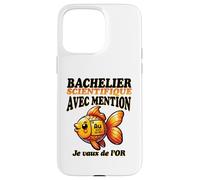 2026 Nouveau Bachelier étudiant Mention Science Poisson Or Coque pour iPhone 15 Pro Max