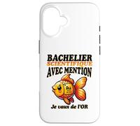 2026 Nouveau Bachelier étudiant Mention Science Poisson Or Coque pour iPhone 16