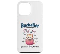 2026 Nouveau Bachelier Mention Homme Science Chaton Molécule Coque pour iPhone 13 Pro Max