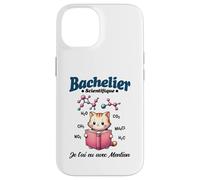 2026 Nouveau Bachelier Mention Homme Science Chaton Molécule Coque pour iPhone 14