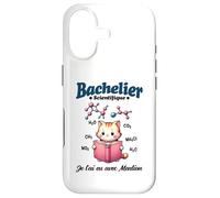 2026 Nouveau Bachelier Mention Homme Science Chaton Molécule Coque pour iPhone 17