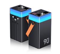 2026 Nouveau Batterie Externe 90000mAh Power Bank 30W Chargeur Externe Portable USB-C 2 Input & 5 Output Charge Rapide avec 3 Câbles Intégrés, Compatible avec MacBook, Tablette, iPhone 17 16 15Pro S23