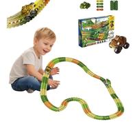 2026 Nouveau Circuit de Voiture avec looping, 46/92/138/184 PCS Jouet de Piste de Voiture Anti-gravité, avec 2 Voiture, Circuit Voiture Flexible, pour Enfants de 3 Ans et Plus (184pcs Dinosaure)