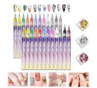 2026 Nouveau Ensemble de 12 Stylos Marqueurs Nail Art, Collection Polyvalente Couleurs Vives & Tendance, Stylos pour Décorations Artistiques Ongles(2Sets)