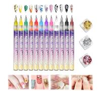 2026 Nouveau Ensemble de 12 Stylos Marqueurs Nail Art, Collection Polyvalente Couleurs Vives & Tendance, Stylos pour Décorations Artistiques Ongles(1Set)