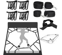 2026-Nouveau Ensemble de Retenue de lit à 4 Côtés Ensemble de Bondage Menottes SM Jouets Sexuels avec Masque pour Les Yeux Poignets et Cuisses Réglables Jouets Sexuels pour Couples Débutants