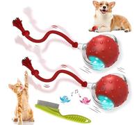 2026 Nouveau jouet pour chien, jouet pour chien, jouet à mouvement interactif avec chant d'oiseaux, balle électrique intelligente à 360 ° avec corde pour chiens et chats (rouge x 2)