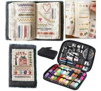 2026 Nouveau kit de livre de points de broderie, ensemble de couture portable avec outils de fil d'aiguille, mini kit de couture de voyage, formé pour les amateurs de couture débutants