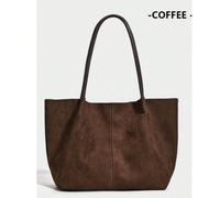 2026 Nouveau sac rétro en daim marron café du printemps, sac à bandoulière/sac sous le bras de grande capacité, sac de mode décontracté pour femme d'affaires pour les déplacements quotidiens, convient