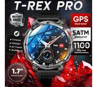 2026 nouveau T-Rex3 Pro 1100mAh batterie montre intelligente GPS chemin 5ATM étanche sport course tracker extérieur boussole militaire Smartwatch Black Steel B 2A