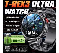 2026 nouveau T-Rex3 Ultra 1100Mah montre intelligente militaire hommes 1.7 "AMOLED GPS chemin 5ATM boussole étanche lampe de poche LED Smartwatch iOS Grey orange
