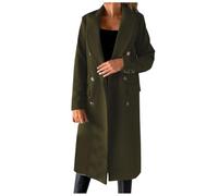 2026 Nouveautés dans les vêtements pour femmes Robe d'été Femmes Manteau en laine synthétique Chemisier Manteau mince Trench Veste longue Femme Mince Longue Ceinture Manteau élégant Outwear, vert, XL