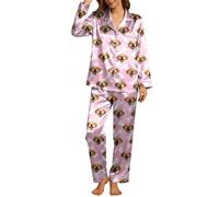 2026 Nouveautés Vêtements Femme Robe d'été Femmes Pyjama Décontracté à Motif Floral Haut à Manches Longues Pantalon Confortable - Vêtements de Nuit Doux pour Des Nuits Confortables Week-ends, Rose, XL
