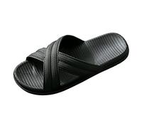 2026 Nouveaux accès Pantoufles Mode Couples Hommes Salle de Douche Antidérapant Respirant Semelle Souple Chaussures Pantoufles Confortables Chaussures Plates, Noir , 41 EU