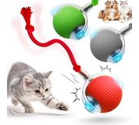 2026 Nouveaux Ball Automatique Interactif, Jouets à Balle Roulante Interactifs, Rechargeables, Actifs, Chat, Chien, Animal de Compagnie, Jouets Intérieurs, Matériaux Durables et Sûrs (Vert+Rouge+Gris)