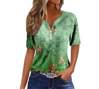 2026 Nouveaux Hauts pour Femmes, Encolure, Boutons, Chemises, Manches Courtes, Chemisiers élégants, Sweatshirts à Imprimé Géométrique, Vêtements, Vert armée., L