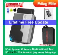 2026 Nouveaux outils de diagnostic de voiture français gratuits à vie KINGBOLEN Ediag Elite Tous les systèmes 15 réinitialisations Test bidirectionnel Scanner automatique OBD2 with 0.36m Cable