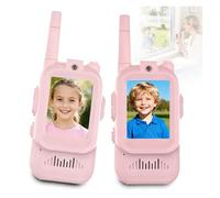 2026 Nouveaux talkies-Walkies vidéo avec écran, Radio bidirectionnelle Longue portée Rechargeable, 4 Effets vocaux, 2 pièces for Une Utilisation intérieure et extérieure(Pink)