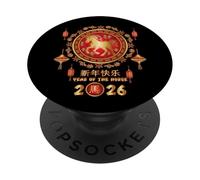 2026 Nouvel an Chinois Année du Cheval Zodiaque Lunaire PopSockets PopGrip Adhésif