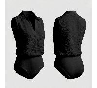 2026 Nouvelle Arrivée Combinaison ample blanche sans manches avec col chemise et col en V, tissu froissé, style décontracté, minimaliste, de vacances, tenue une pièce L,M,S,XLUnicoloreÉtoffe