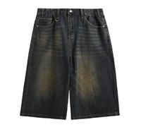2026 Nouvelle arrivée Y2K en détresse lâche Jambe Large Denim 7 Pouces Entrejambe été décontracté Streetwear Tendance délavé Longueur au Genou Short for Hommes