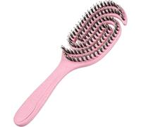 2026 Nouvelle brosse démêlante pour cheveux bouclés, outil de coiffure lissant en spirale à poils creux, brosse à cheveux en spirale à ventilation incurvée unique pour femmes (Pink)