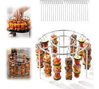 2026 Nouvelle Grille De RôTissage Pour Friteuse à Air, Support De Brochettes Pour En Acier Inoxydable, Grille De RôTissage Pour Friteuse à Air Pour Barbecue Ou Grill (12 Brochettes d'acier)