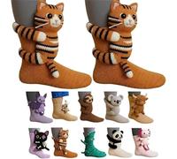 2026 Nouvelles Chaussettes 3D Tricotées Avec Motifs Animaux, Chaussette Fantaisie Pour Noël, Chaussette Fantaisie Mignonnes Avec Motifs Animaux, Chaussettes Mignonnes Tricotées à La Main (Cat)