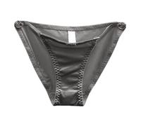 2026 - Nœud français, sous-vêtements creux pour femme taille basse, surface en satin sans couture et pantalon triangulaire boutonné avec un pur désir d'amour sous-vêtements sexy en satin, gris, XL