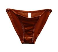2026 - Nœud français, sous-vêtements évidés pour femme taille basse, surface en satin sans couture et pantalon triangulaire boutonné avec un souhait pur sous-vêtements femmes petit noir, marron, L
