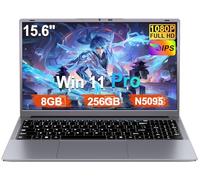 2026 Ordinateur Portable 15.6 Pouces Celeron N5095 Win11 Pro 8Go RAM 256Go SSD Extension1To 5G WiFi 1920x1080 FHD PC Portable avec Souris sans Fil qwerty Clavier avec AZERTY Membrane du Clavie-Gray-1