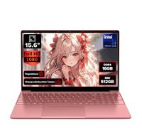 2026 Ordinateur portable QWERTY, écran IPS FHD 15,6", 16 Go de RAM 512 Go SSD, processeur Celeron N5100, WiFi5, BT5.0, USB 3.0, clavier rétroéclairé, empreintes digitales pour le bureau, la maison et