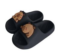 2026 Paire de charmantes sandales en EVA avec motif capybara, tongs décontractées avec semelle souple (Noir, 35)