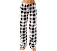 2026 - Pantalon de loisirs pour femme, pantalon de pyjama imprimé à carreaux, pantalon élastique en corde pantalon vélo femme hiver, Noir , M