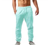 2026 - Pantalon élastique pour homme - Couleur unie - Respirant - Coton - Lin - Pantalon décontracté - Pantalon de travail d'hiver pour homme, Vert menthe., 3XL
