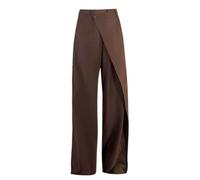 2026 - Pantalon pendulaire minimaliste avec design irrégulier, jambe droite, jambe large, pantalon de rue ample, pantalon élastique pour femme, café, L
