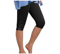 2026 Pantalons pour Femmes Leggings Longs Dentelle Taille Haute Slim Stretchy Polyvalent Printemps Automne Découpé, Noir , XXL
