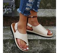 2026 Pantoufles en Cuir pour Femmes Plate-Forme Confortable Dames Plates Casual Clip Souple Correction du Pied Sandale Correcteur d'oignon, Or, US5/EU36