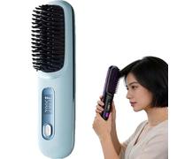 2026 Peigne Lissant Chauffant En CéRamique Sans Fil,Brosse Coiffante Pour Cheveux Courts,Cordless Ceramic Heated Hair Straightening Comb,Usb Rechargeable,3 Heat Settings & Led Screen (Blue)