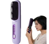2026 Peigne Lissant Chauffant En CéRamique Sans Fil,Brosse Coiffante Pour Cheveux Courts,Cordless Ceramic Heated Hair Straightening Comb,Usb Rechargeable,3 Heat Settings & Led Screen (Purple)