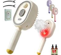 2026 Peigne Massage à Coussin D'Air Et Spray éLectrique,Electric Spray Air Cushion Massage Comb,Electric Steam Brush For Hair,Rechargeable Detangling Steam Brush For Short Hair, Reduce Frizz (Beige)
