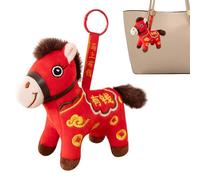 2026 Peluche Cheval Mascotte Chinoise | Porte-clés Charm Doux Mignon Portable,Jouets Peluche Cheval | Pour Voitures Sacs Vitrine Maison École Bureaux Cafés Librairies Canapés Étagères Vitrines